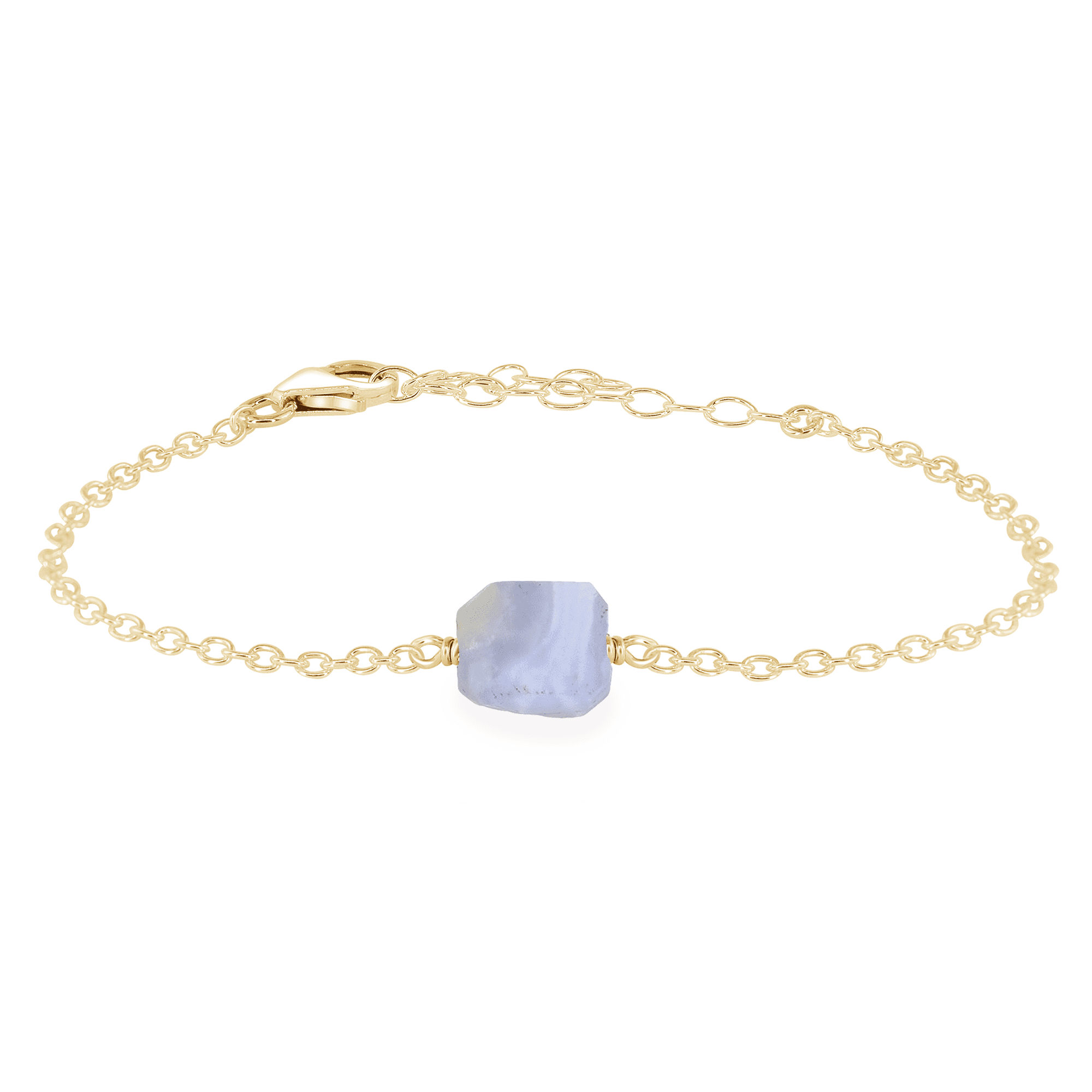 Raw Blue Lace Agate Crystal Nugget Bracelet - Raw Blue Lace Agate Crystal Nugget Bracelet - 14k Gold Fill - Luna Tide Handmade Crystal Jewellery