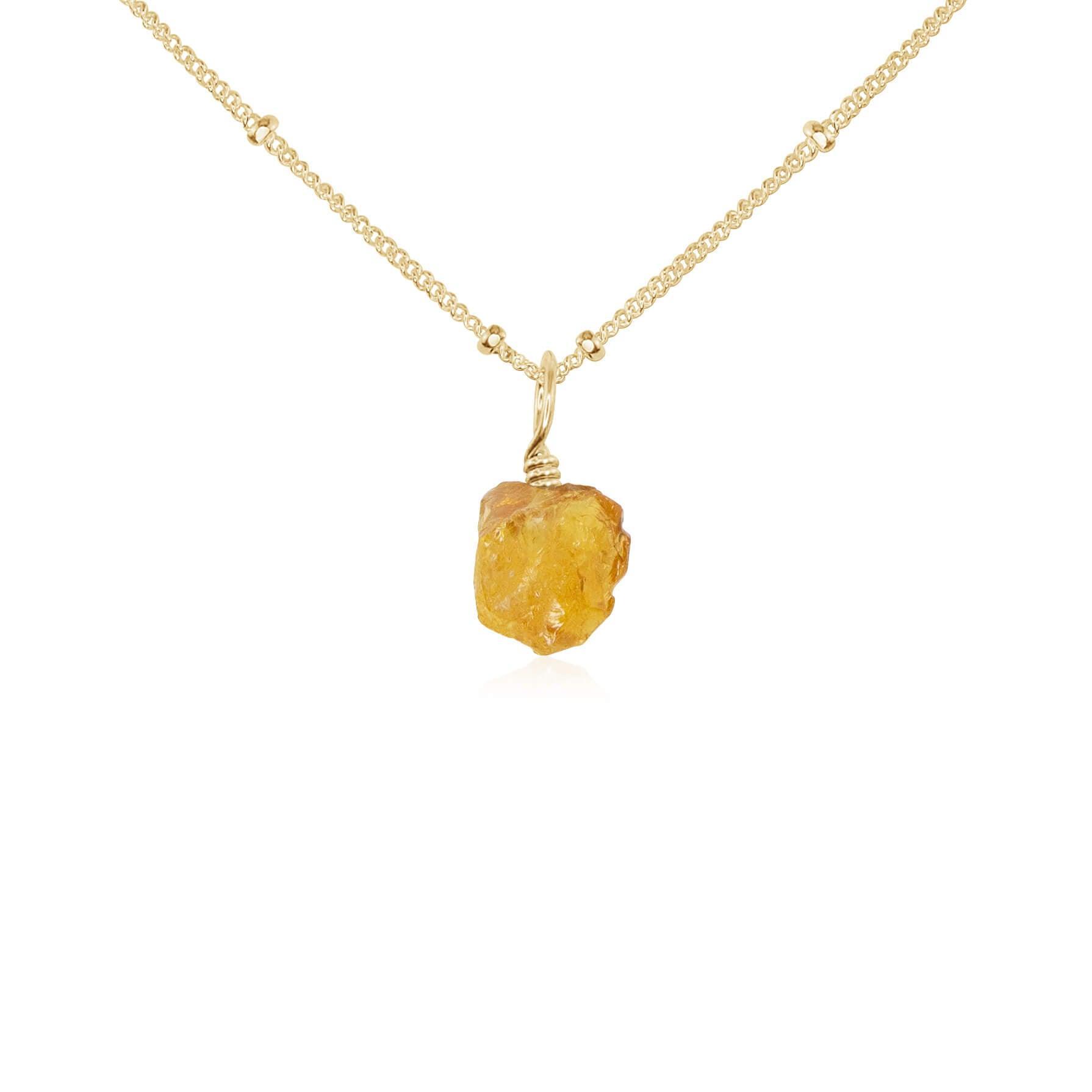 Raw Citrine Natural Crystal Pendant Necklace - Raw Citrine Natural Crystal Pendant Necklace - 14k Gold Fill / Satellite - Luna Tide Handmade Crystal Jewellery