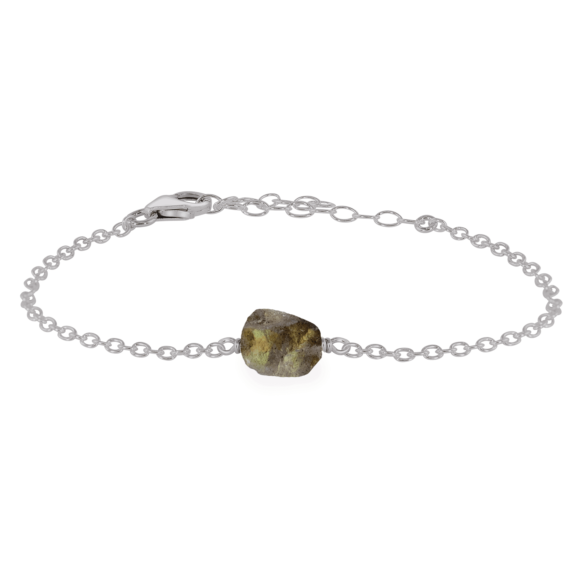 Raw Labradorite Crystal Nugget Bracelet - Raw Labradorite Crystal Nugget Bracelet - Stainless Steel - Luna Tide Handmade Crystal Jewellery