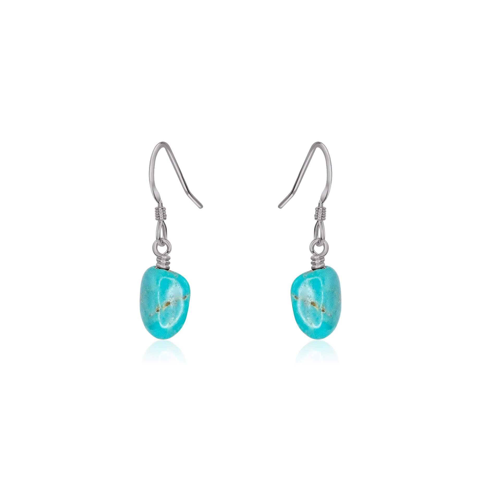 Raw Turquoise Crystal Dangle Drop Earrings - Raw Turquoise Crystal Dangle Drop Earrings - Stainless Steel - Luna Tide Handmade Crystal Jewellery