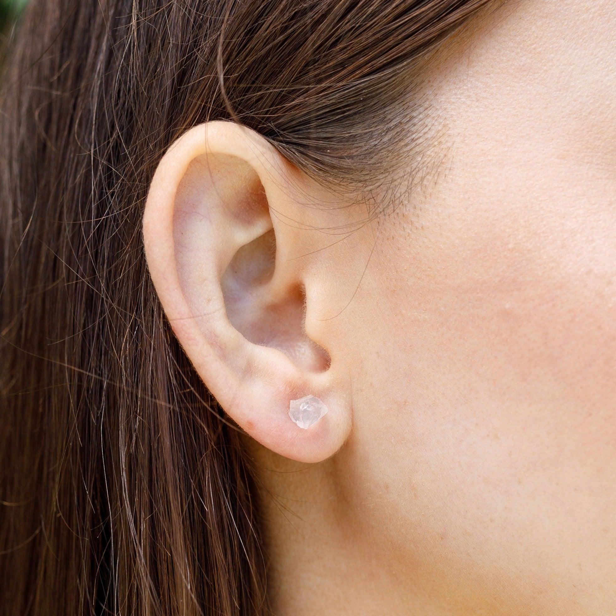 Custom Raw Crystal Gemstone Stud Earrings - Custom Raw Crystal Gemstone Stud Earrings - Sterling Silver / Amethyst for February - Luna Tide Handmade Crystal Jewellery