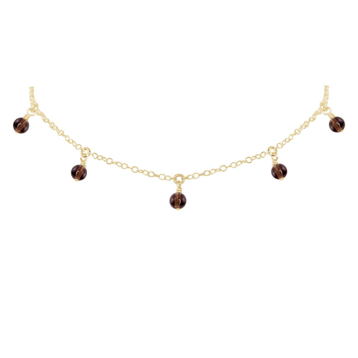 Smoky Quartz Bead Drop Choker - Smoky Quartz Bead Drop Choker - 14k Gold Fill - Luna Tide Handmade Crystal Jewellery