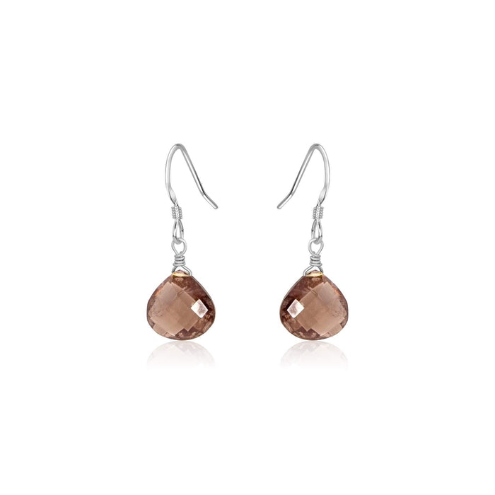 Smoky Quartz Gemstone Teardrop Dangle Earrings - Smoky Quartz Gemstone Teardrop Dangle Earrings - Sterling Silver - Luna Tide Handmade Crystal Jewellery