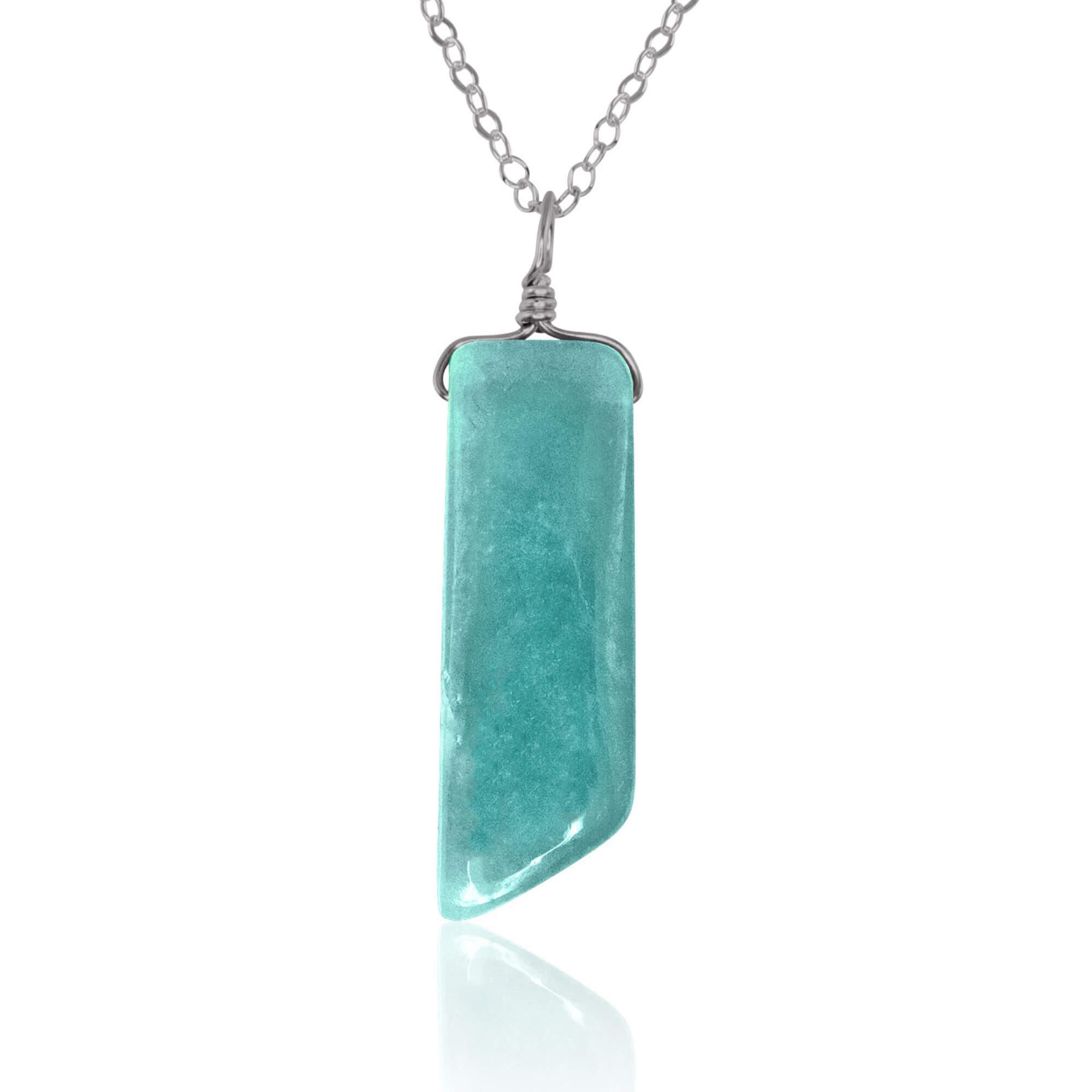 Smooth Green Amazonite Natural Point Crystal Necklace - Smooth Green Amazonite Natural Point Crystal Necklace - Stainless Steel / Cable - Luna Tide Handmade Crystal Jewellery