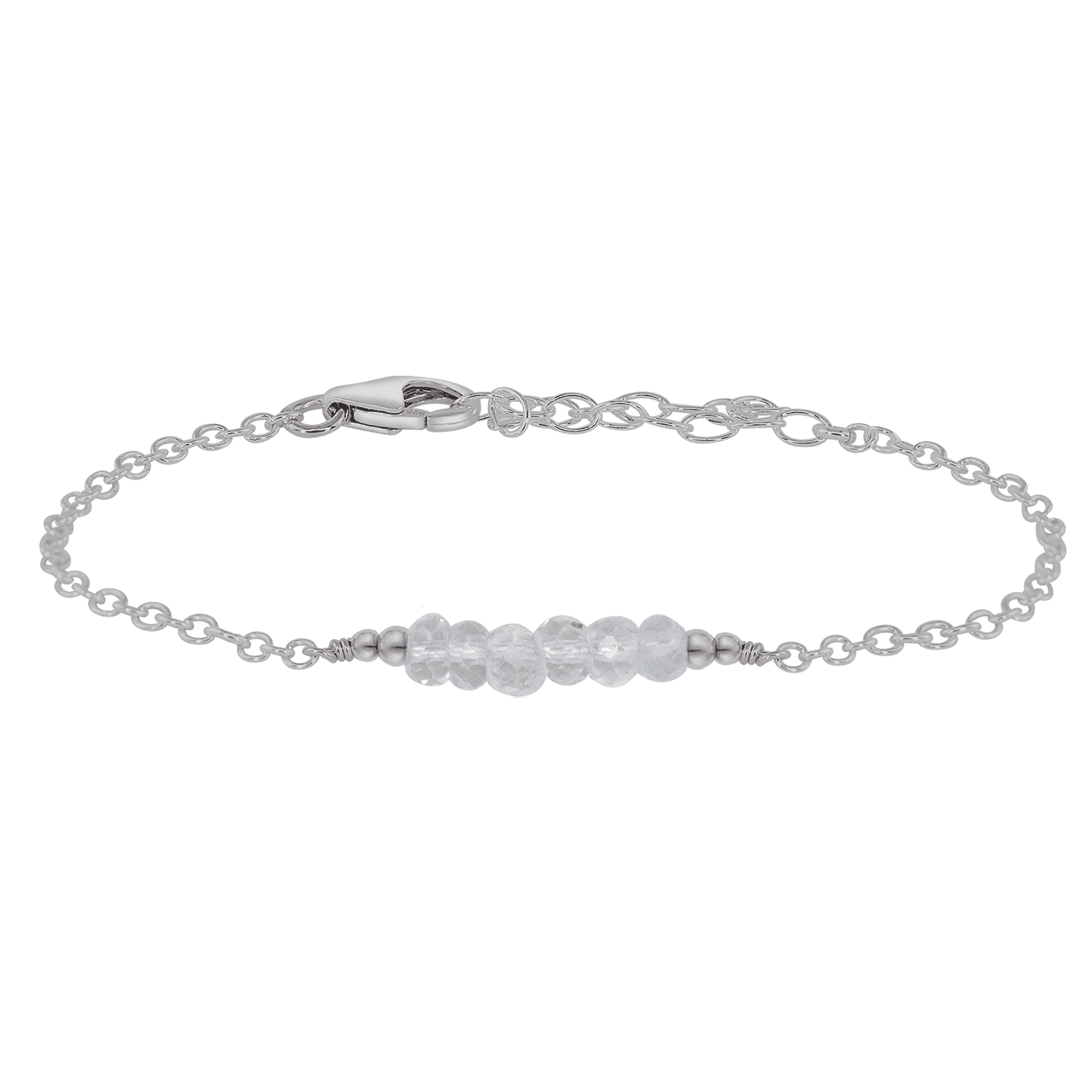 Sparkling Crystal Quartz Gemstone Faceted Bead Bar Bracelet - Sparkling Crystal Quartz Gemstone Faceted Bead Bar Bracelet - Stainless Steel - Luna Tide Handmade Crystal Jewellery