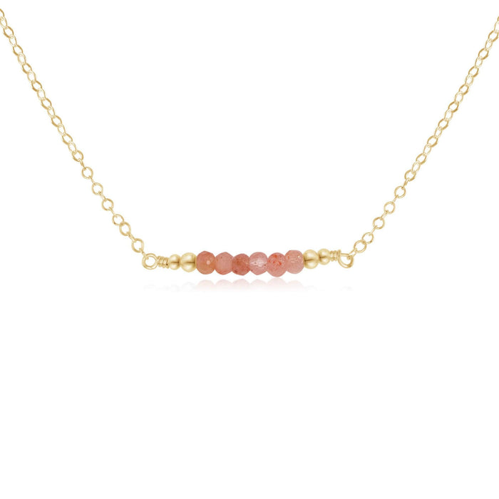 Sparkling Orange Sunstone Faceted Bead Bar Necklace - Sparkling Orange Sunstone Faceted Bead Bar Necklace - 14k Gold Fill - Luna Tide Handmade Crystal Jewellery