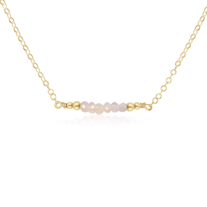 Sparkling Rainbow Moonstone Faceted Bead Bar Necklace - Sparkling Rainbow Moonstone Faceted Bead Bar Necklace - 14k Gold Fill - Luna Tide Handmade Crystal Jewellery