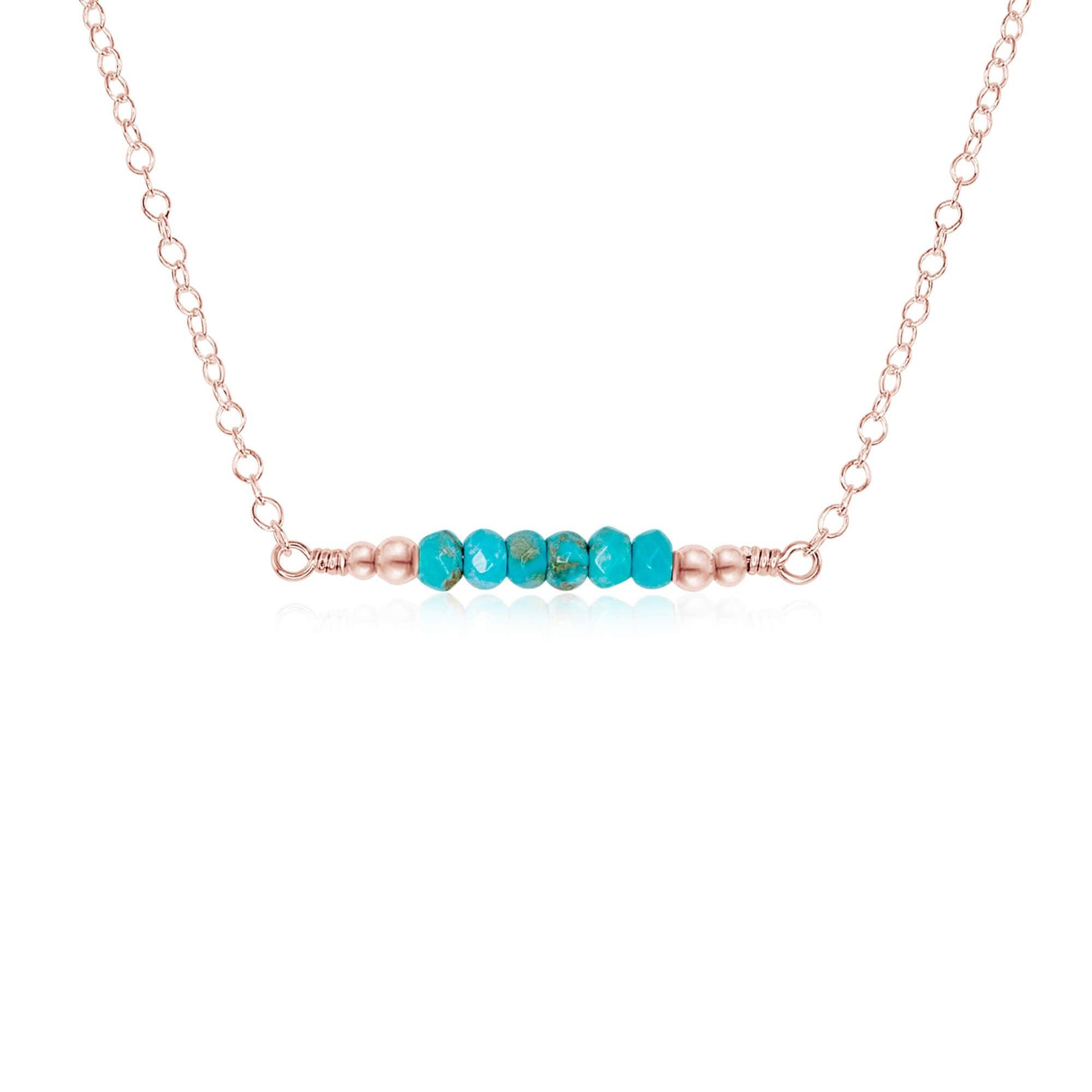 Sparkling Turquoise Faceted Bead Bar Necklace - Sparkling Turquoise Faceted Bead Bar Necklace - 14k Rose Gold Fill - Luna Tide Handmade Crystal Jewellery