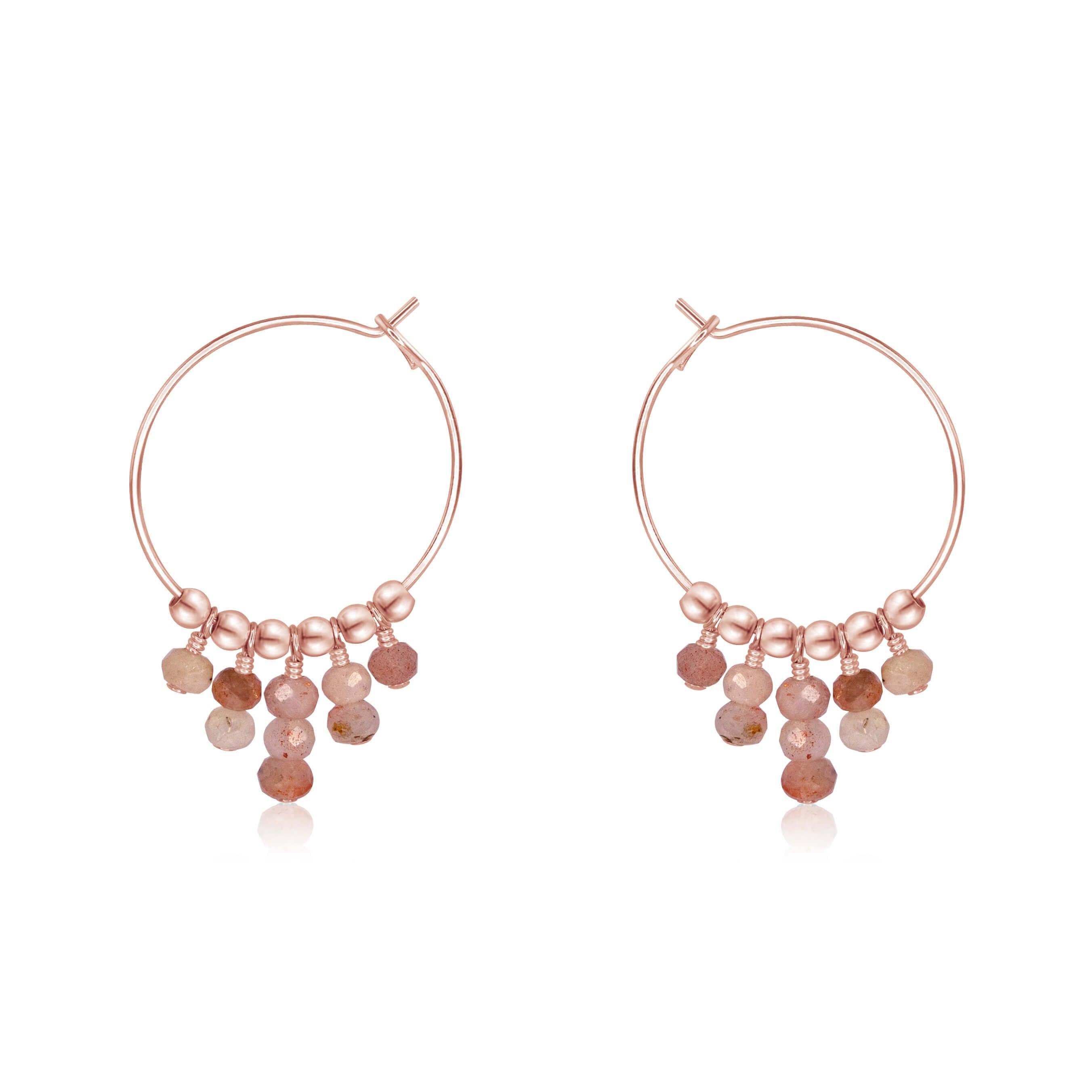 Sunstone Statement Hoop Earrings - Sunstone Statement Hoop Earrings - 14k Rose Gold Fill - Luna Tide Handmade Crystal Jewellery