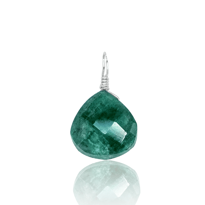 Tiny Emerald Teardrop Gemstone Pendant - Tiny Emerald Teardrop Gemstone Pendant - Sterling Silver - Luna Tide Handmade Crystal Jewellery