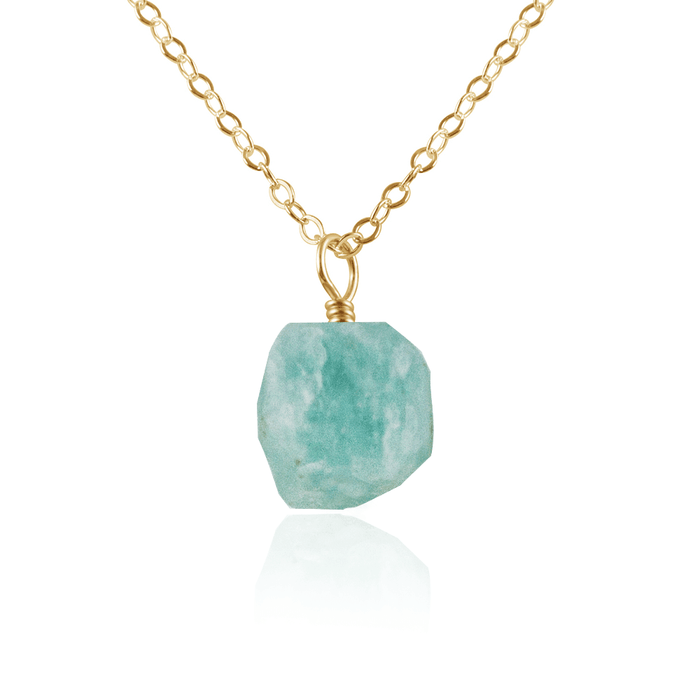 Tiny Raw Amazonite Crystal Pendant Necklace - Tiny Raw Amazonite Crystal Pendant Necklace - 14k Gold Fill / Cable - Luna Tide Handmade Crystal Jewellery