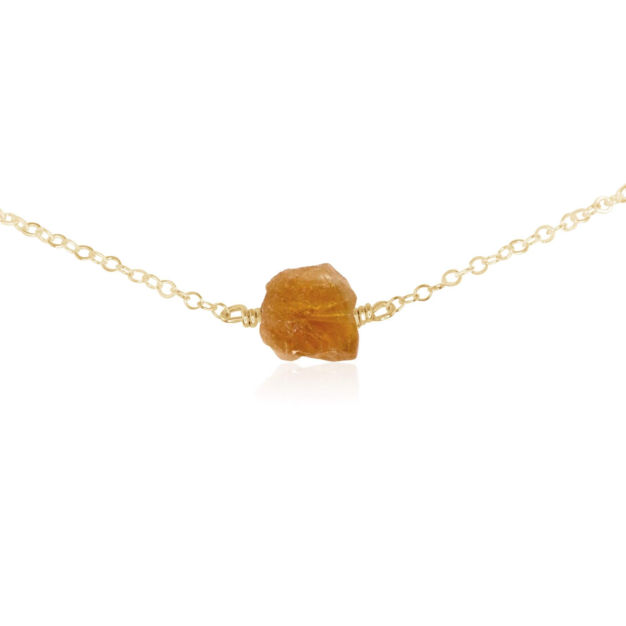 Tiny Raw Citrine Crystal Nugget Choker - Tiny Raw Citrine Crystal Nugget Choker - 14k Gold Fill - Luna Tide Handmade Crystal Jewellery