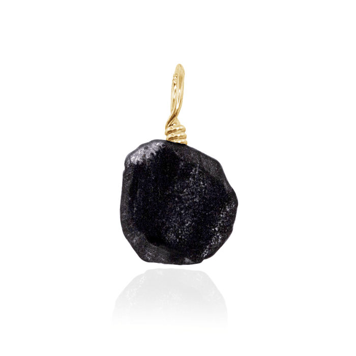 Tiny Raw Obsidian Crystal Pendant - Tiny Raw Obsidian Crystal Pendant - 14k Gold Fill - Luna Tide Handmade Crystal Jewellery