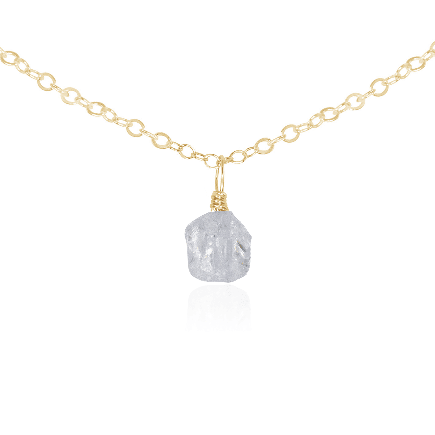 Tiny Rough Crystal Quartz Gemstone Pendant Choker - Tiny Rough Crystal Quartz Gemstone Pendant Choker - 14k Gold Fill / Cable - Luna Tide Handmade Crystal Jewellery