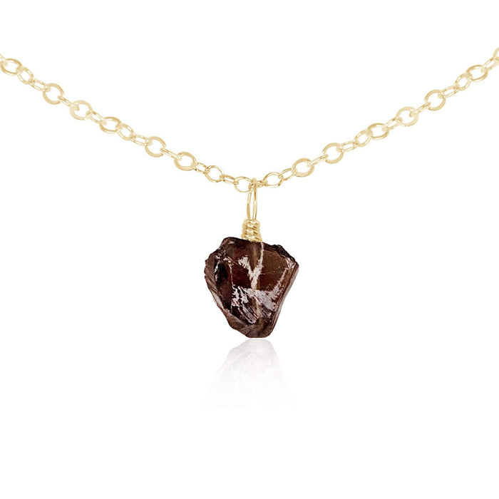 Tiny Rough Smoky Quartz Gemstone Pendant Choker - Tiny Rough Smoky Quartz Gemstone Pendant Choker - 14k Gold Fill / Cable - Luna Tide Handmade Crystal Jewellery