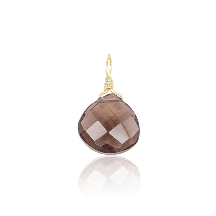Tiny Smoky Quartz Teardrop Gemstone Pendant - Tiny Smoky Quartz Teardrop Gemstone Pendant - 14k Gold Fill - Luna Tide Handmade Crystal Jewellery