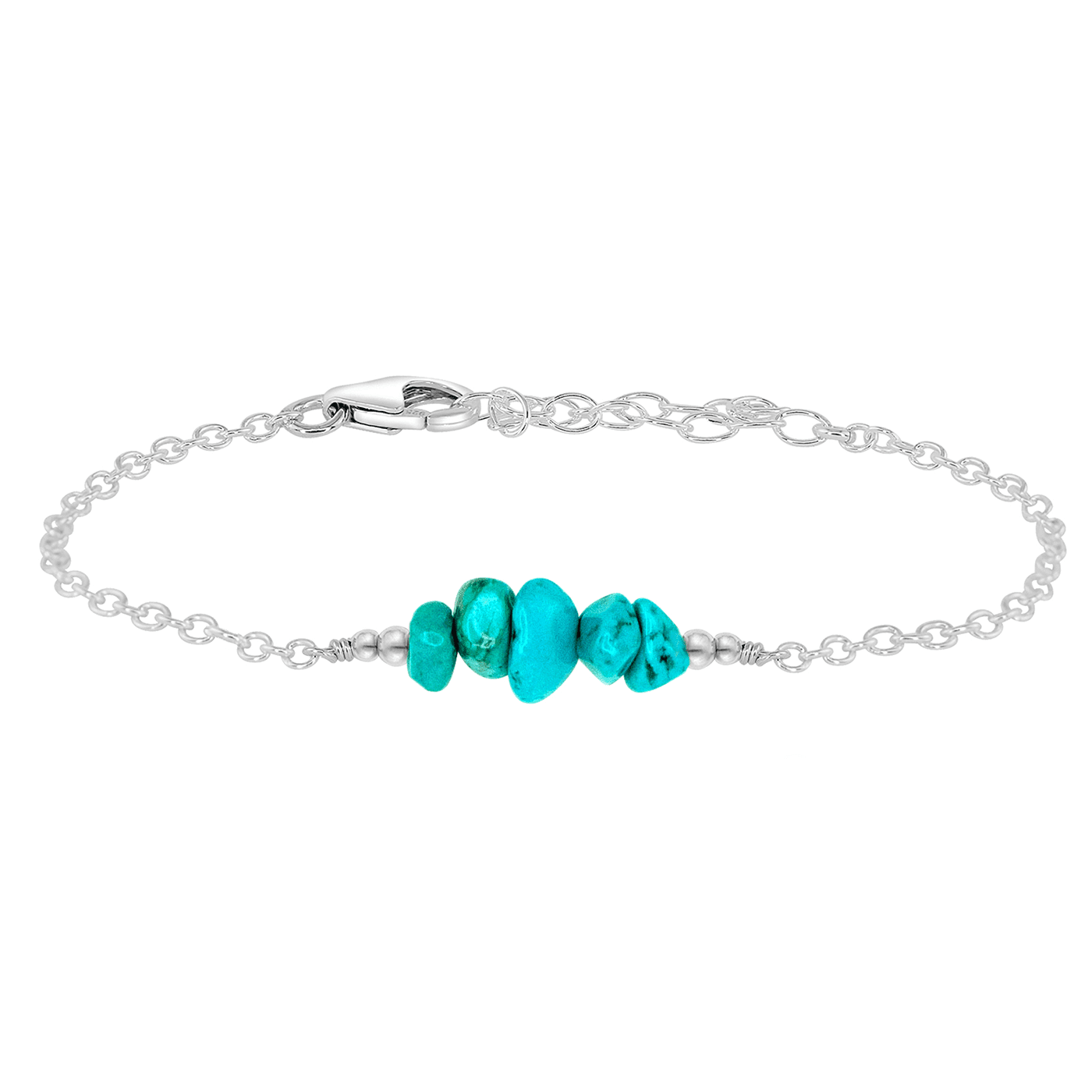 Turquoise Chip Bead Bar Bracelet - Turquoise Chip Bead Bar Bracelet - Sterling Silver - Luna Tide Handmade Crystal Jewellery
