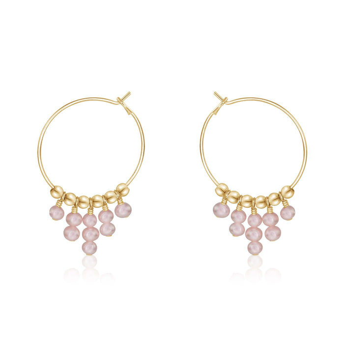White Freshwater Pearl Statement Hoop Earrings - White Freshwater Pearl Statement Hoop Earrings - 14k Gold Fill - Luna Tide Handmade Crystal Jewellery