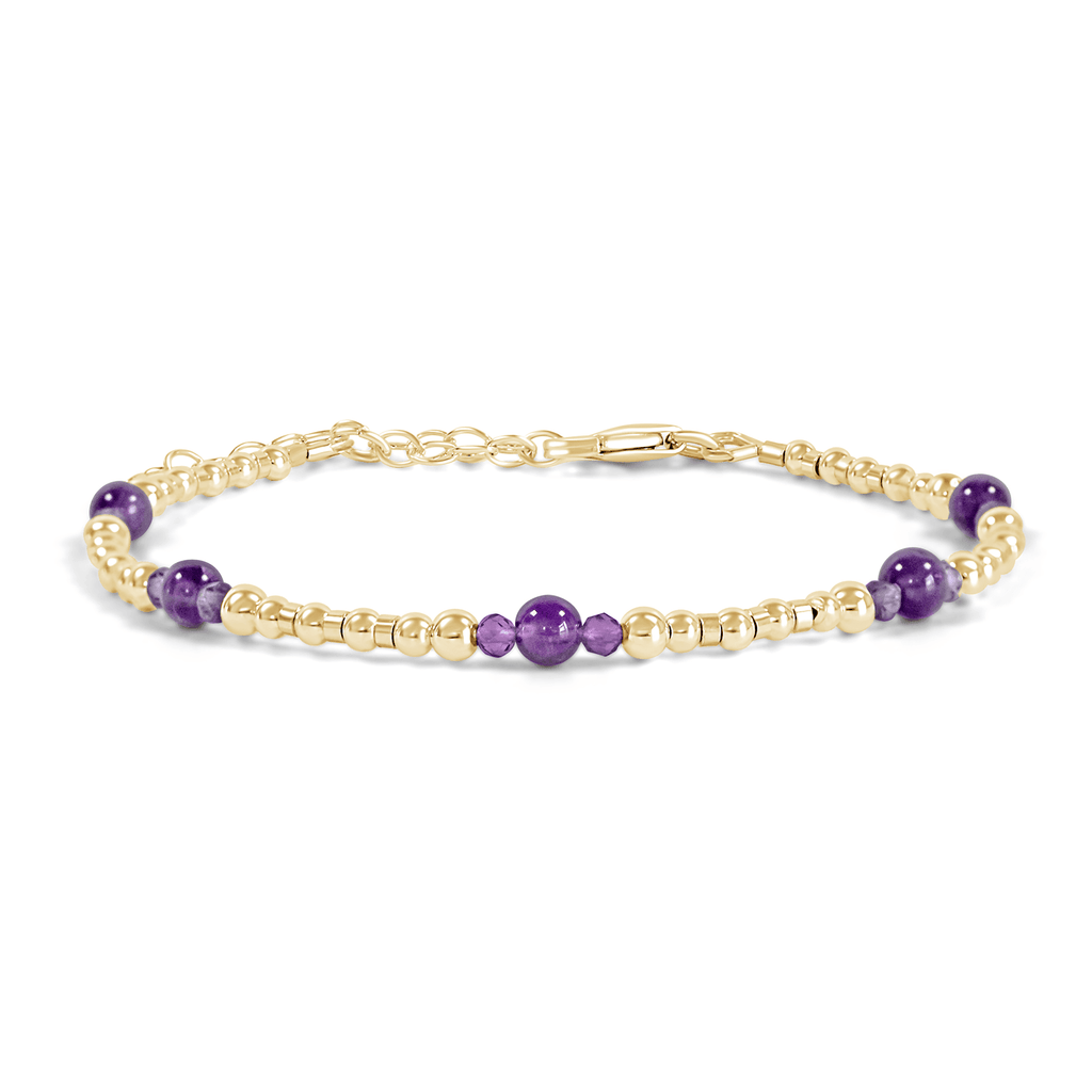 Bohemian Amethyst Crystal Precious Metal Beaded Bracelet