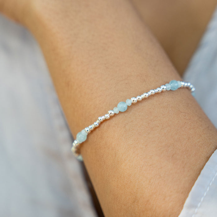 Bohemian Aquamarine Crystal Precious Metal Beaded Bracelet