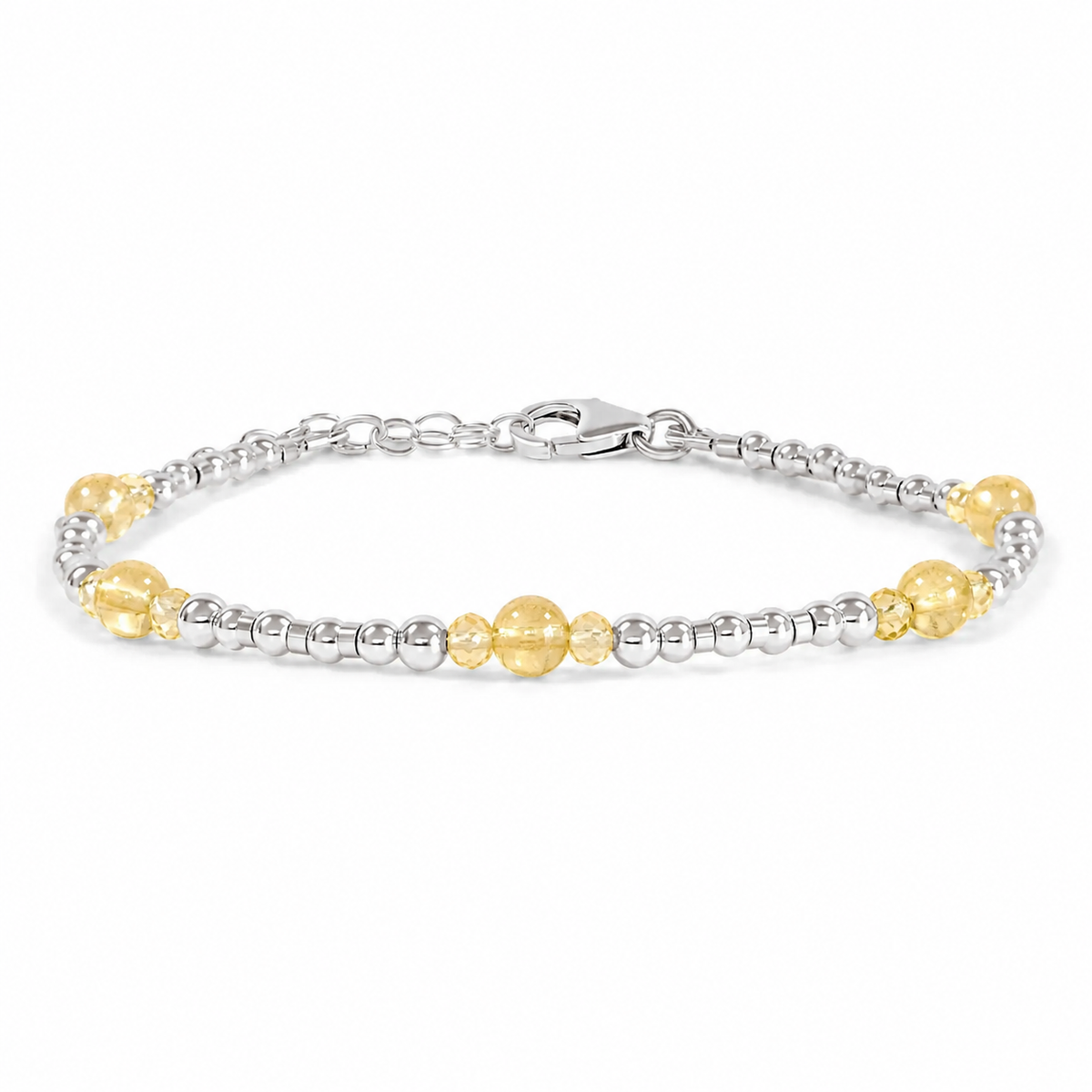 Bohemian Citrine Crystal Precious Metal Beaded Bracelet