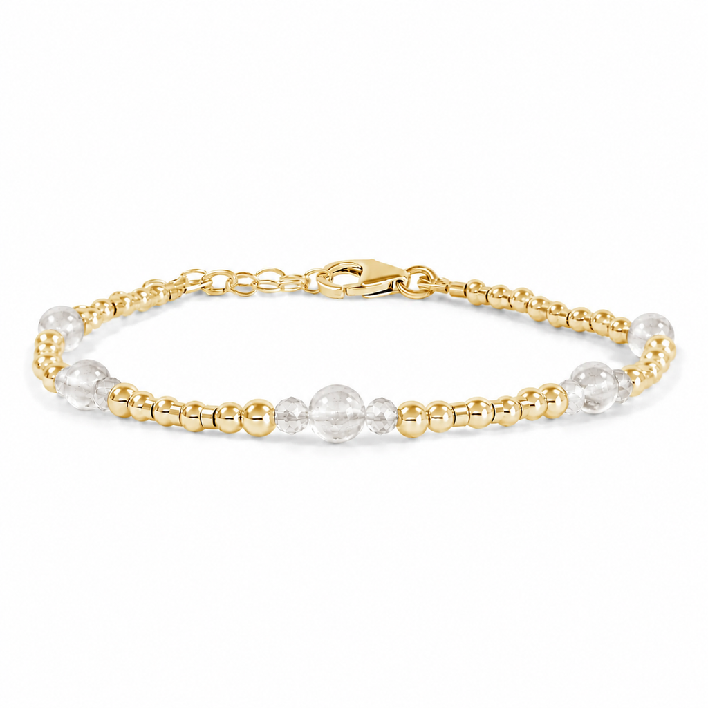 Bohemian Crystal Quartz Precious Metal Beaded Bracelet
