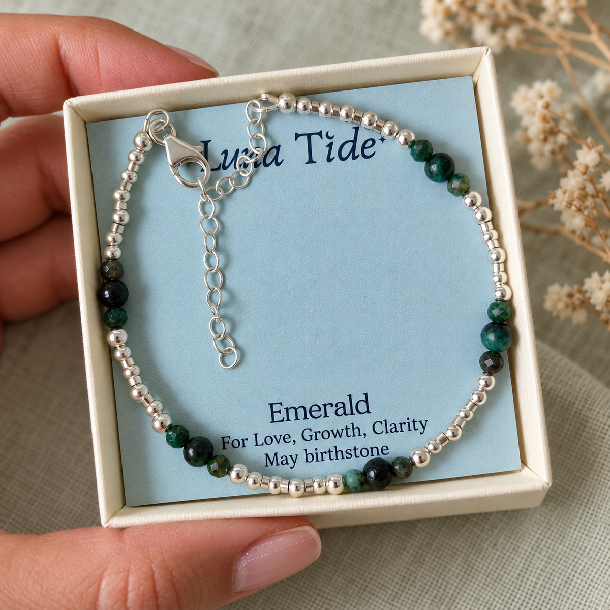 Bohemian Emerald Crystal Precious Metal Beaded Bracelet