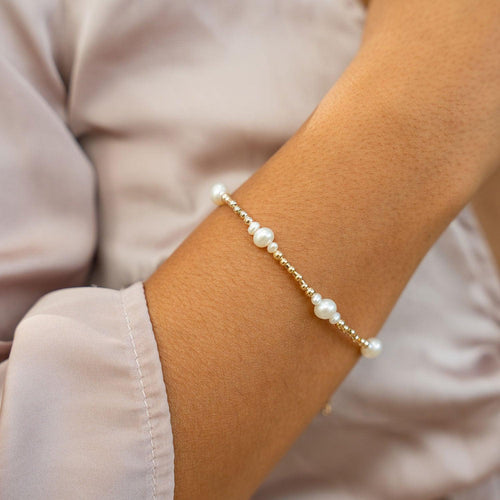 Bohemian Freshwater Pearl Crystal Precious Metal Beaded Bracelet - Bohemian Freshwater Pearl Crystal Precious Metal Beaded Bracelet - 14k Gold Fill - Luna Tide Handmade Crystal Jewellery