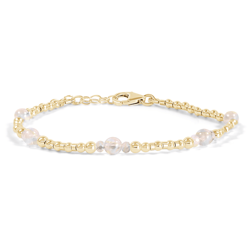 Bohemian Rainbow Moonstone Crystal Precious Metal Beaded Bracelet - Bohemian Rainbow Moonstone Crystal Precious Metal Beaded Bracelet - 14k Gold Fill - Luna Tide Handmade Crystal Jewellery