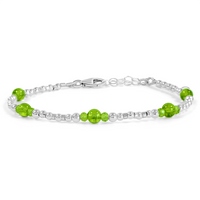 Bohemian Peridot Crystal Precious Metal Beaded Bracelet