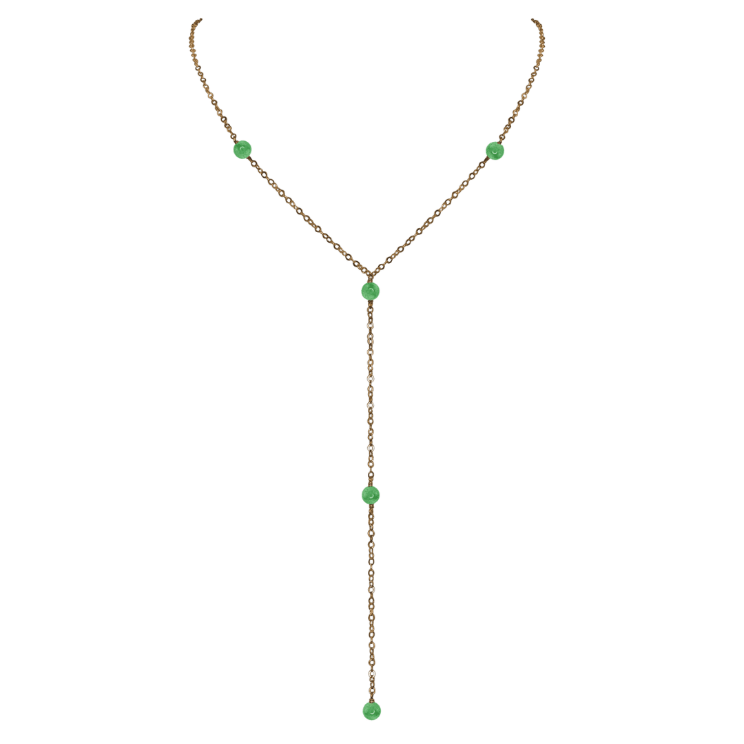 Bronze Aventurine Dainty Crystal Lariat Necklace