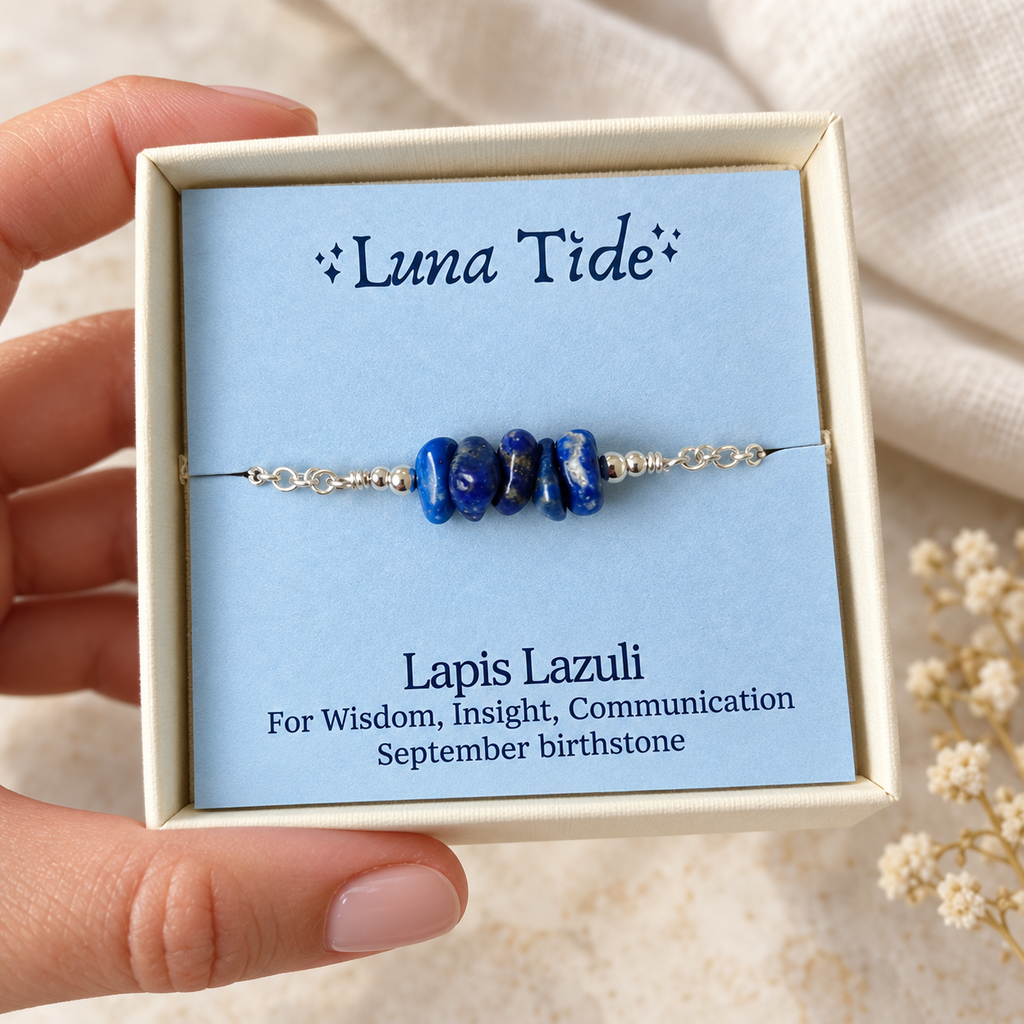 Lapis Lazuli Crystal Chip Bead Bar Bracelet