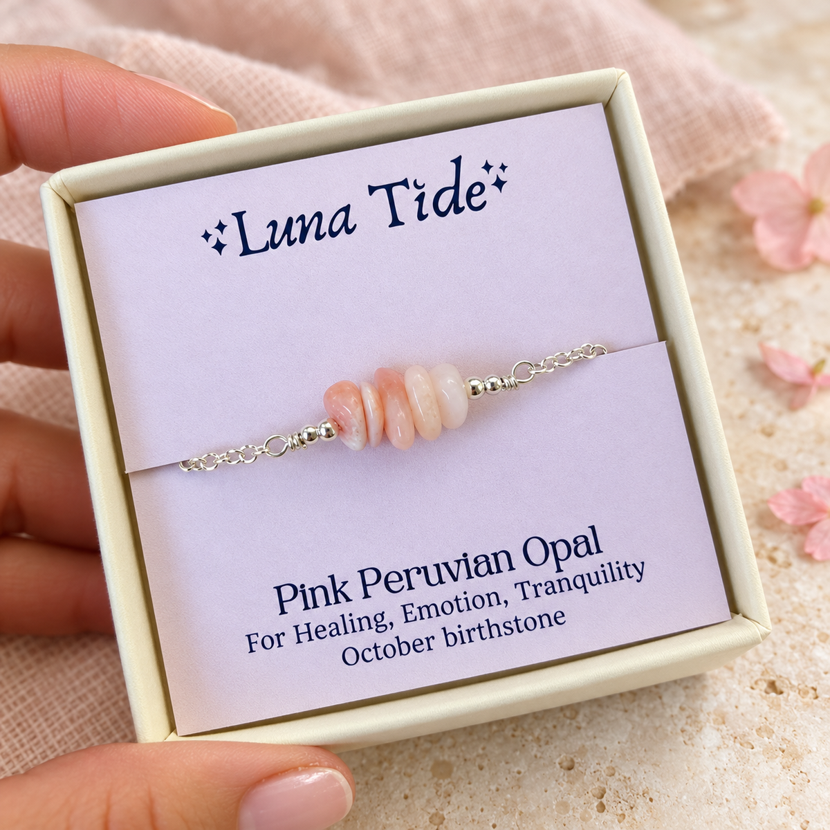 Pink Peruvian Opal Crystal Chip Bead Bar Anklet