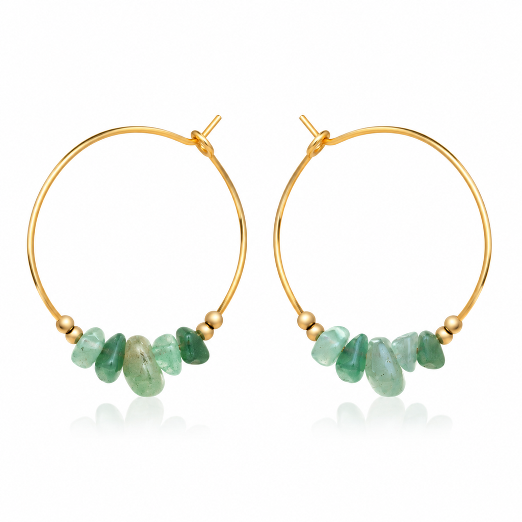 Aventurine Crystal Chip Large Hoop Earrings