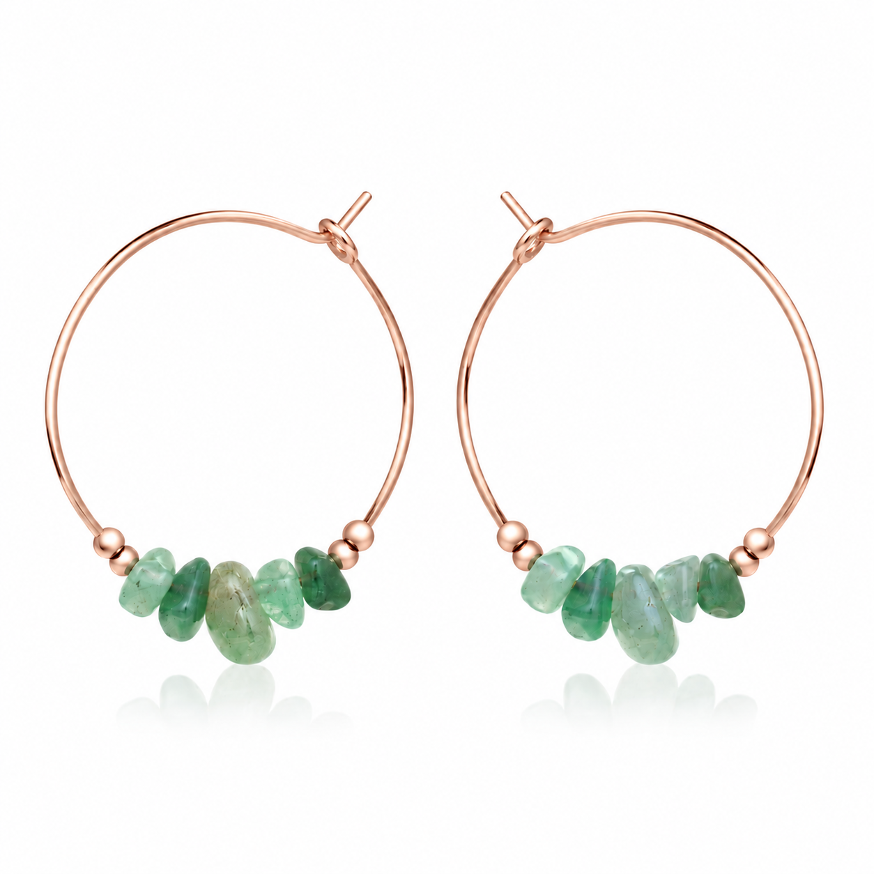 Aventurine Crystal Chip Large Hoop Earrings