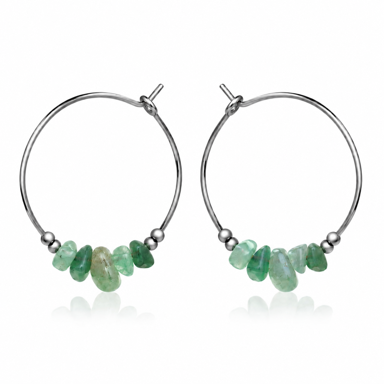 Aventurine Crystal Chip Large Hoop Earrings
