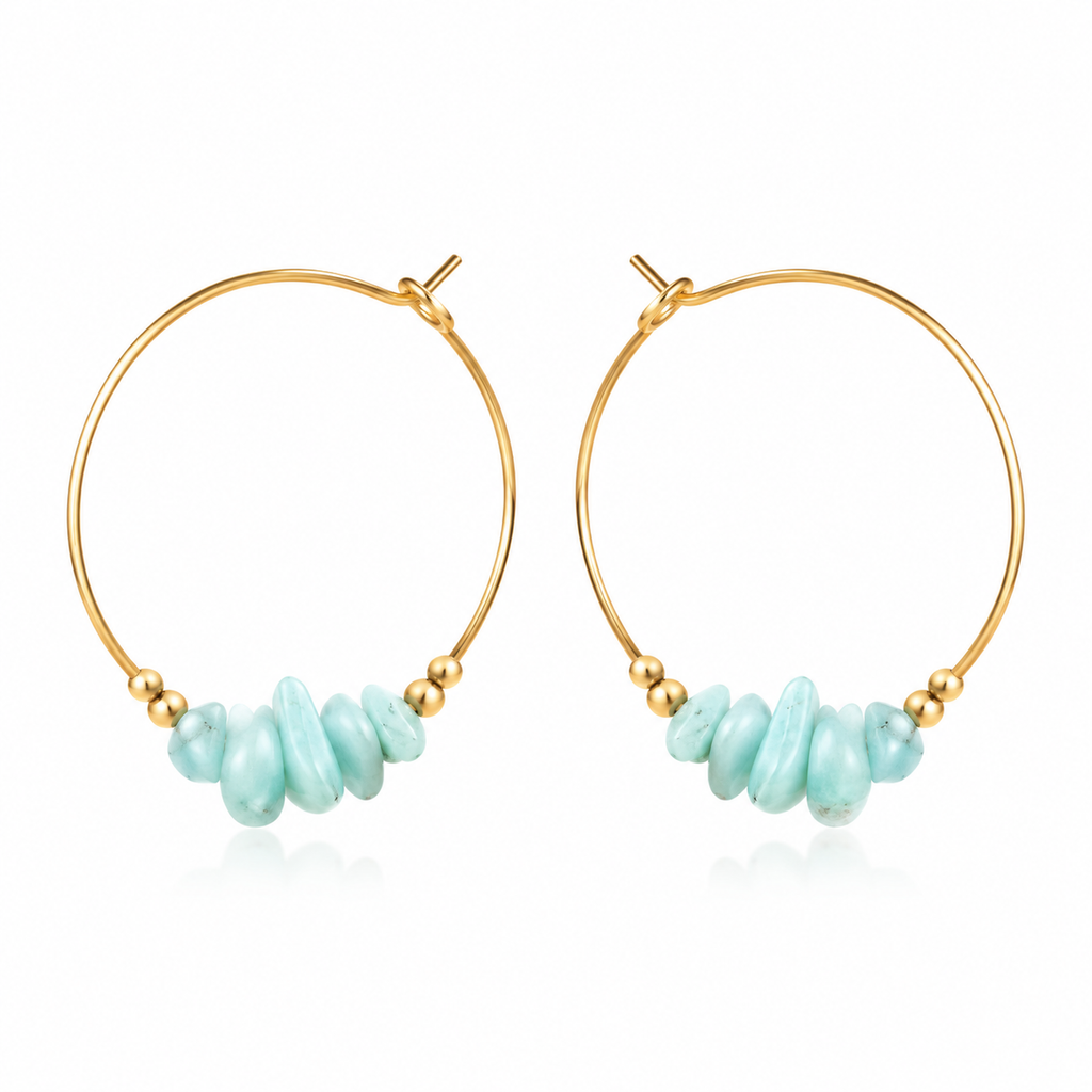Amazonite Crystal Chip Large Hoop Earrings