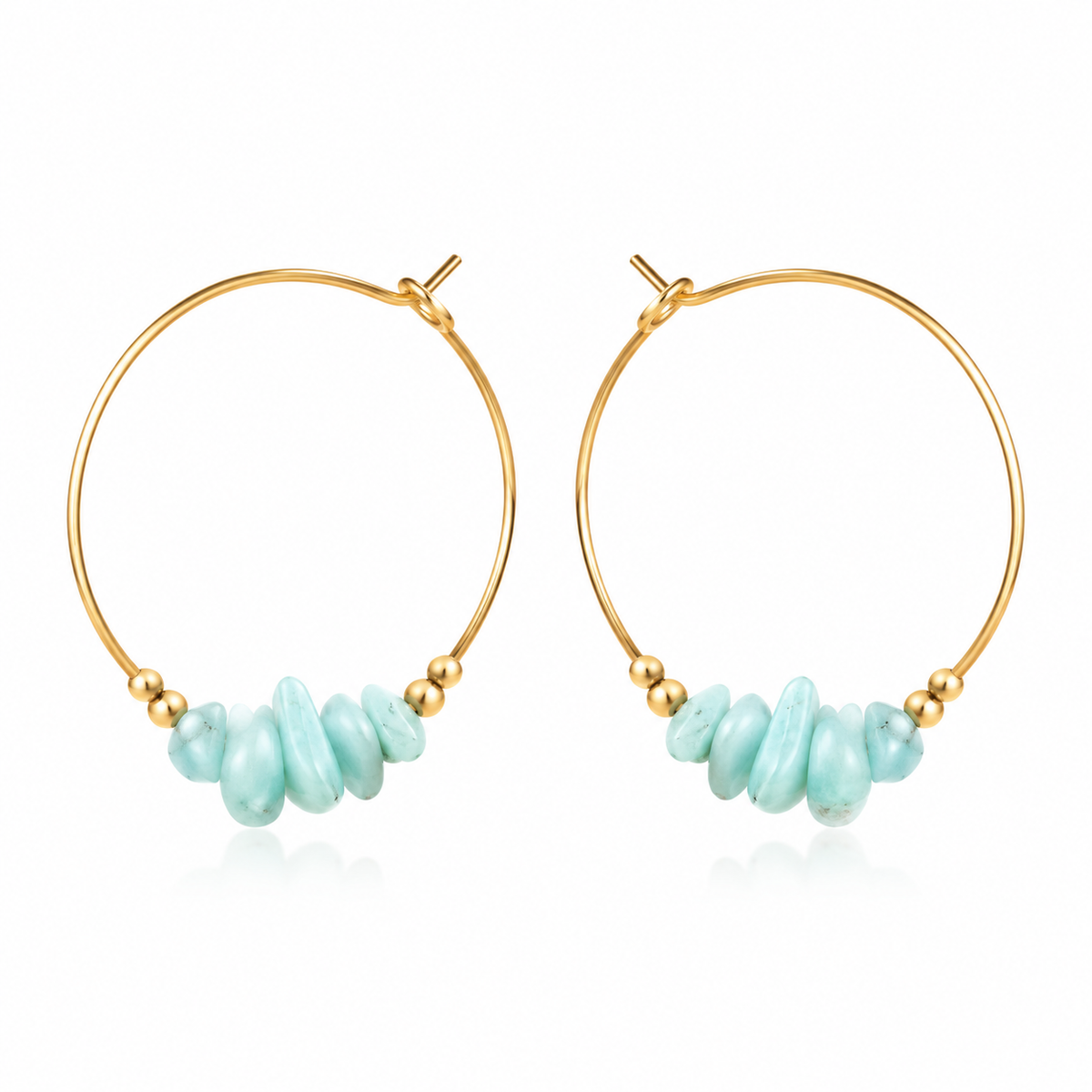 Amazonite Crystal Chip Large Hoop Earrings