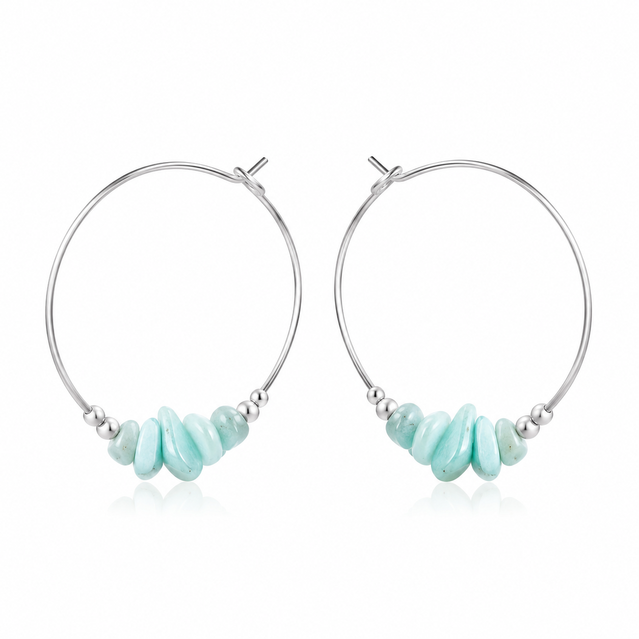 Amazonite Crystal Chip Large Hoop Earrings