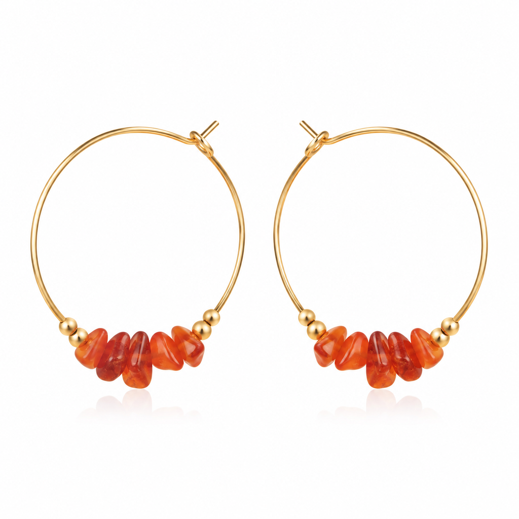 Carnelian Crystal Chip Large Hoop Earrings