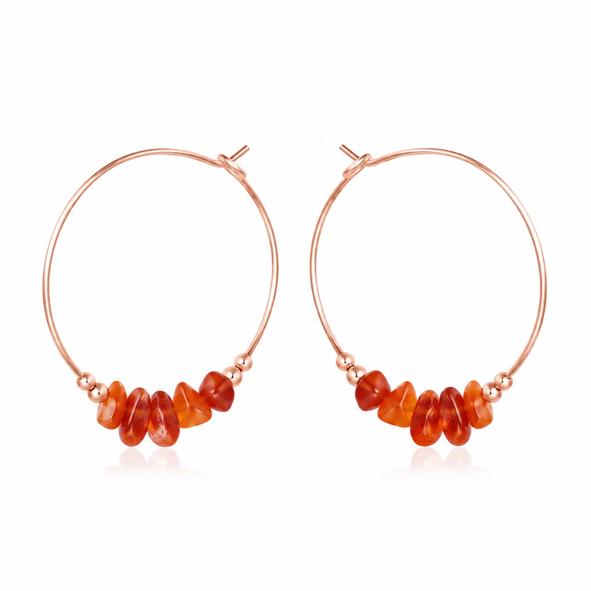 Carnelian Crystal Chip Large Hoop Earrings