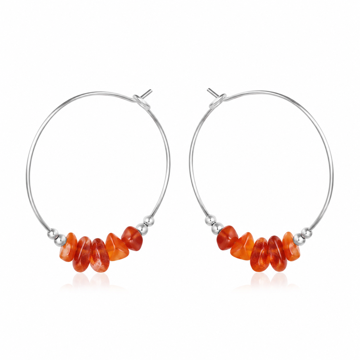 Carnelian Crystal Chip Large Hoop Earrings