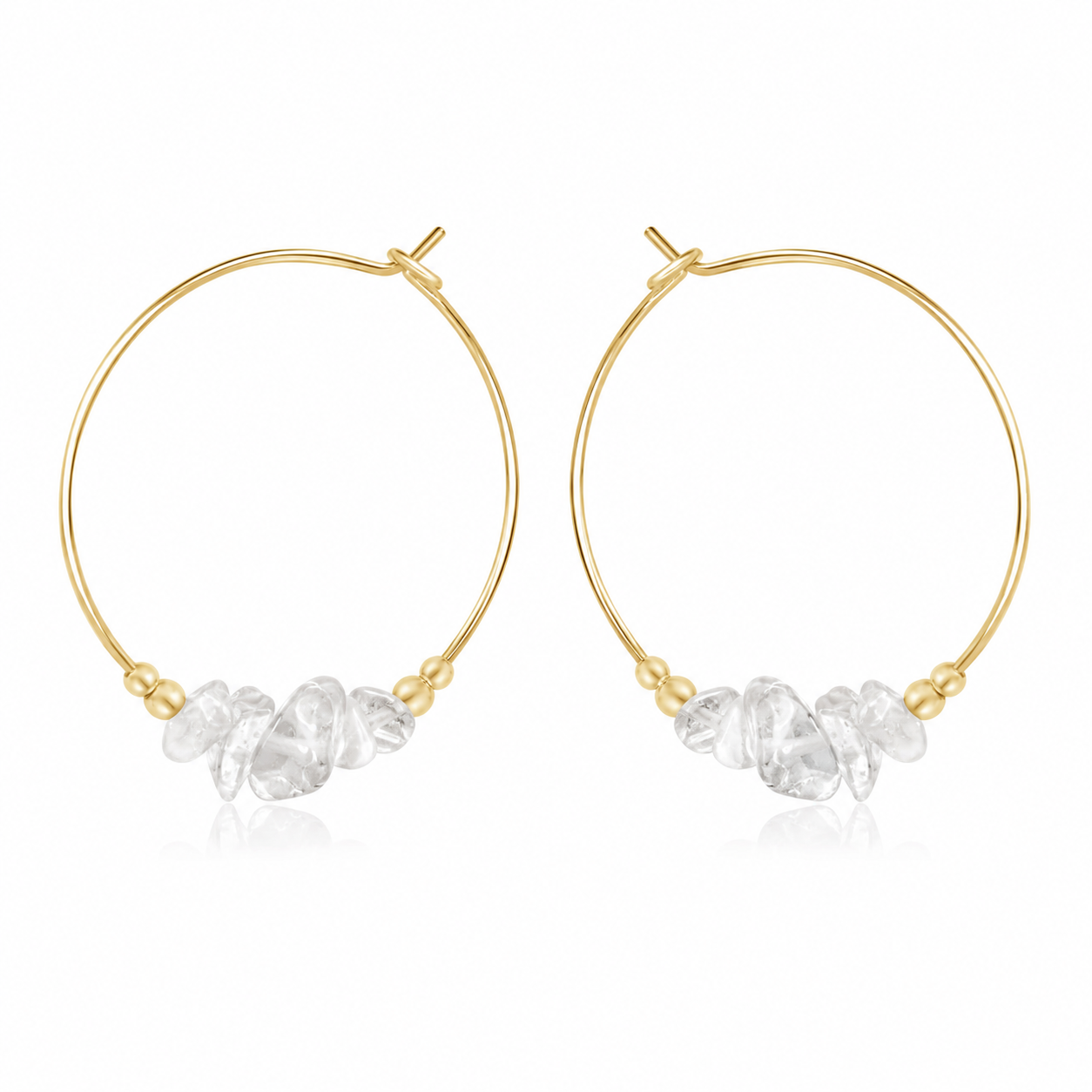 Crystal Quartz Chip Large Hoop Earrings