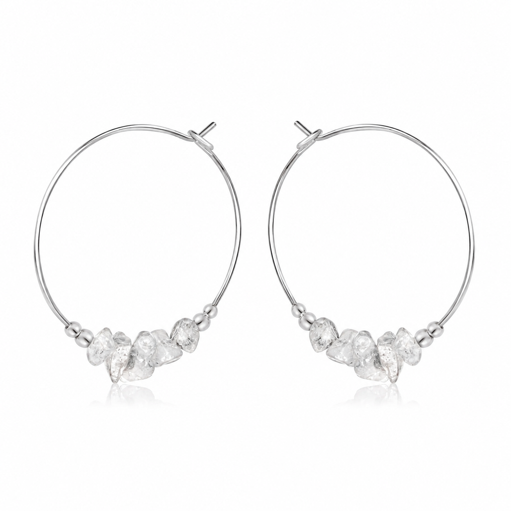 Crystal Quartz Chip Large Hoop Earrings