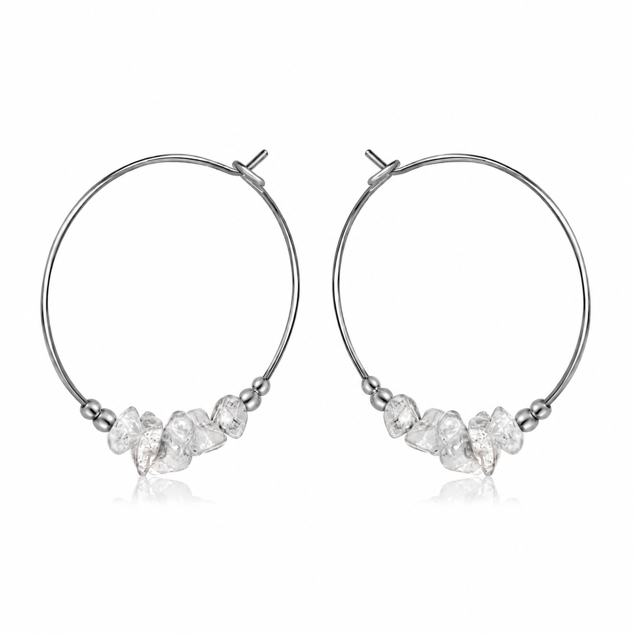 Crystal Quartz Chip Large Hoop Earrings