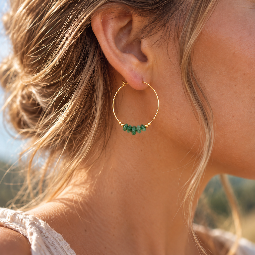 Emerald Crystal Chip Large Hoop Earrings