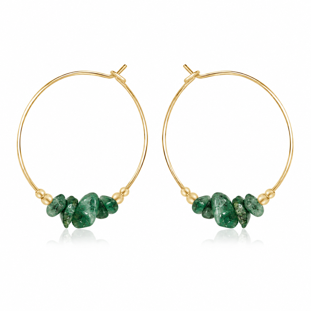 Emerald Crystal Chip Large Hoop Earrings