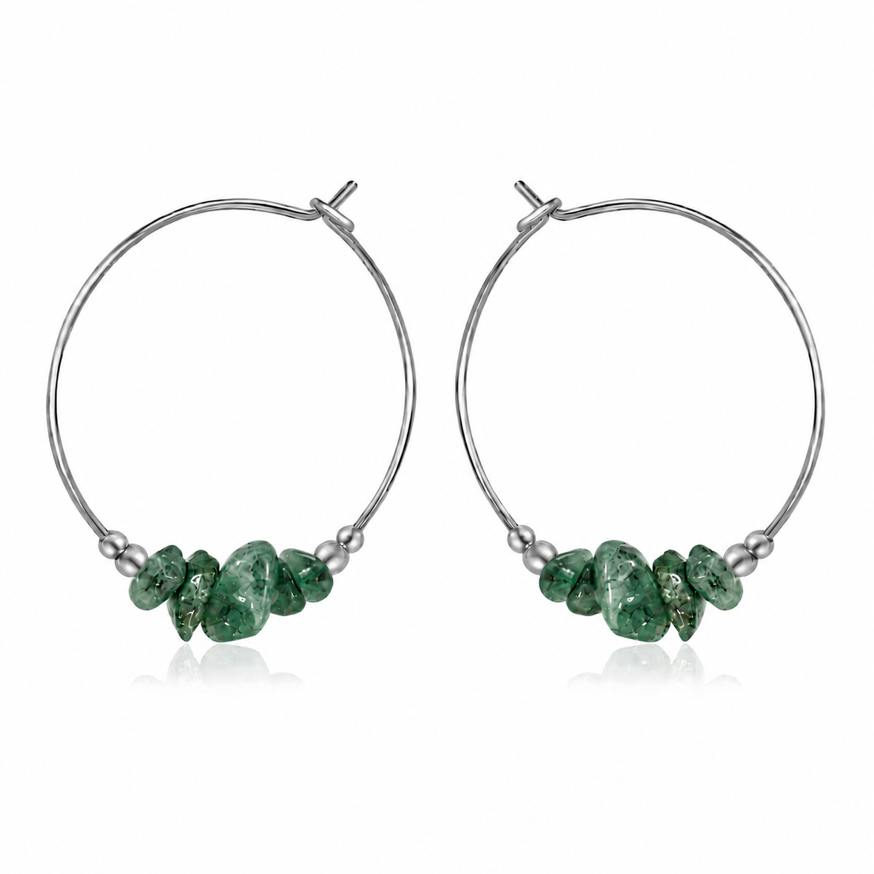 Emerald Crystal Chip Large Hoop Earrings