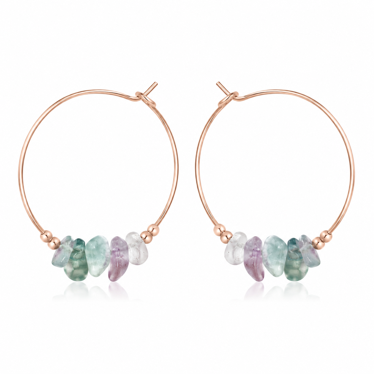 Fluorite Crystal Chip Large Hoop Earrings