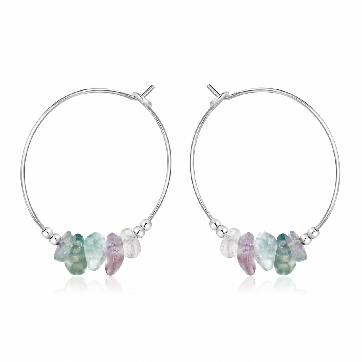 Fluorite Crystal Chip Large Hoop Earrings